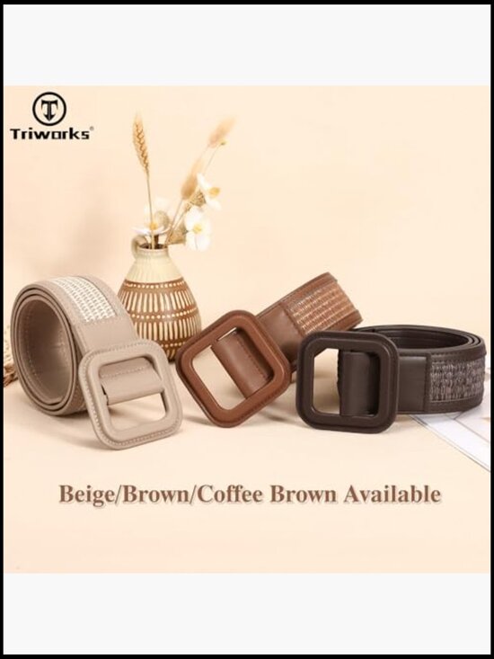 Wide Woven Braided Belt No Hole Adjustable Boho Leather Waist Cinch main image 7